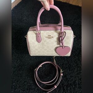 NEW Coach Rowan satchel bag signature canvas with heart charm